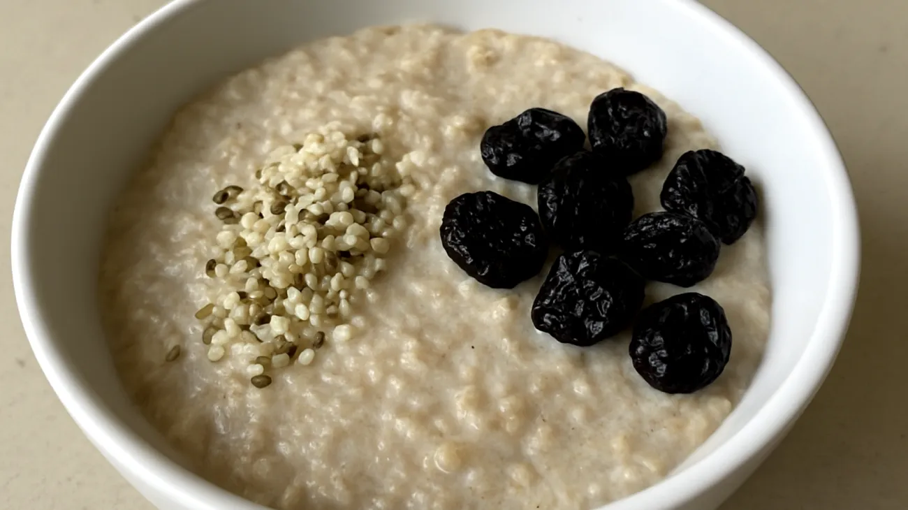 Amaranth-Quinoa-Porridge mit Hanfsamen und Sauerkirschen"